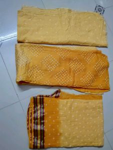 Yellow Bandhni Dress Material