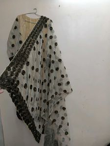Plus Size Ribbon Work Kurti + Dupatta