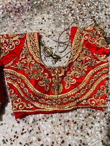 Red Bridal Lehenga With Dupatta &amp; Blouse