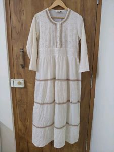 White Boho Embroidered Dress