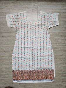 White Printed Tunic Cotton Top
