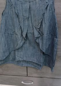 Chambray Cotton Fabric Formal Slvless Top