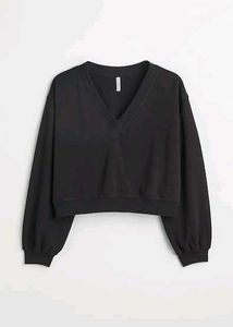 H&M Charcoal Oversized Crop Sweatshirt