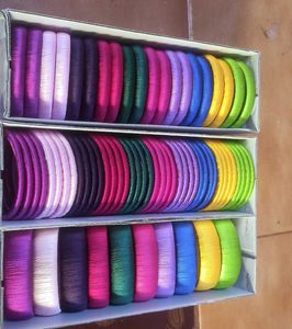 Colorful Silk Thread Bangles Set 3 boxes
