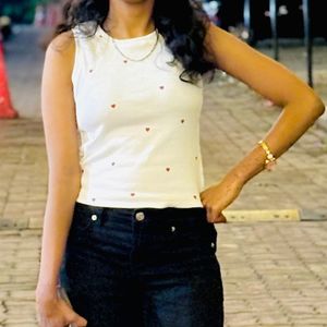 Cute White Heart Tank Top