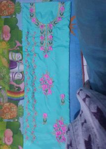 New unstiched silk suit ,sky blue /elegant and pre