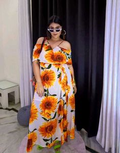 Maxi Dress In Sunflower Print