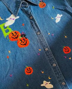 Vintage Hallowe’en Embroidered Denim Shirt