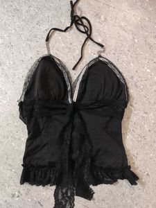 Rhinestone detail halter neck backless corset Top
