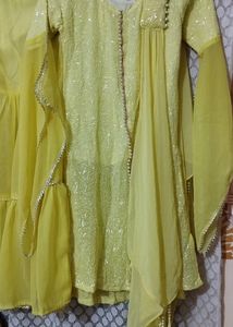 Girls (Kids)Sharara Suit (Yellow Colour)