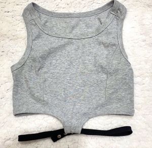 Urbanic detachable belt detail grey crop-tank top