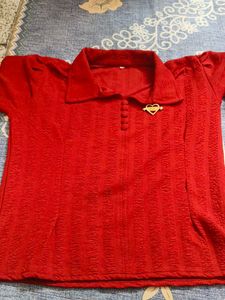 Vintage Red Textured Top