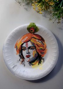 Krishna 🍽 Plate Painting Draw Handmade Work