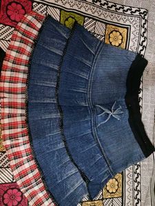 Ruffled Denim Mini Skirt