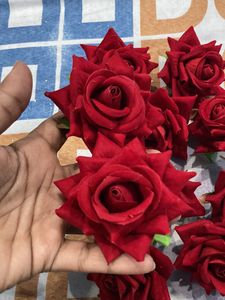 Artificial Red Rose For Decoration (pack Of 10)