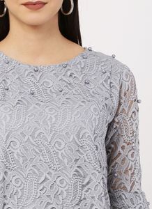 Party Self Design Women Grey Top