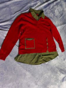 Red Layered-Look Sweater