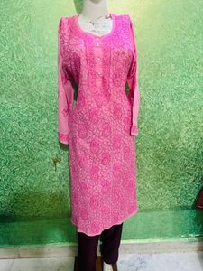 Pink Embroidered Kurti