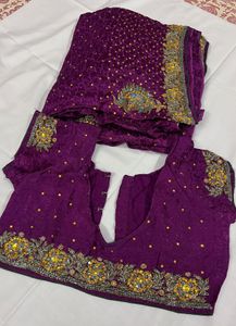 Beads &amp; Stones Work Saree