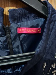 Navy Embellished Sleeveless Dress