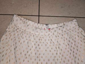 White Skirt With Golden Print