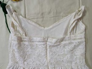 White Lacey Peplum Top- Forever New