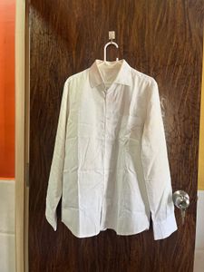 42/L Men Cotton White Shirt