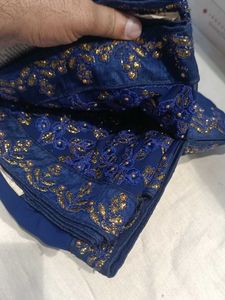 Navy Blue Embroidered Saree