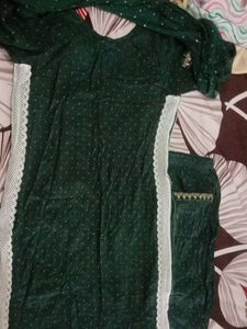 Green Embroidered Kurta Set