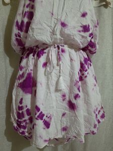 Combo Of Short Dress &amp; Crochet Flared Srug
