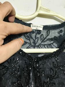 Beaded Black Net Shrug