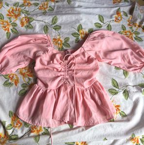 Pink Puff Sleeve Top