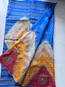Paper Silk Saree With Golden Thread Work