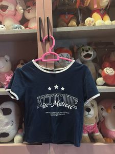 Navy Blue Cute Crop Tee