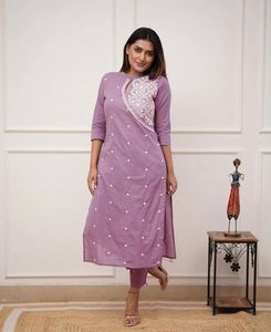 Cotton blend Elegant Embroidered Kurta Set