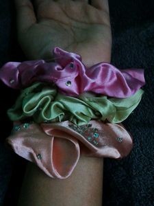 Embellished Satin Scrunchies