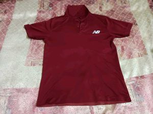 Maroon New Balance Polo Dry-Fit T-Shirt | Sporty