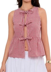 Pink Gingham Tie-Front Top