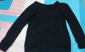 Black Mesh Knitted Top