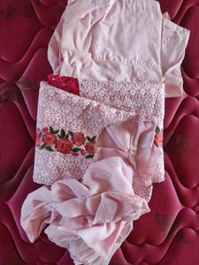 Stiched pink suit with chudidar and duppatta