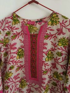 Floral Pink Kurta+Pants Set