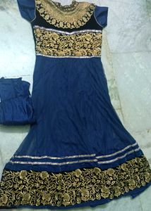 Elegant Blue &amp; Gold Anarkali