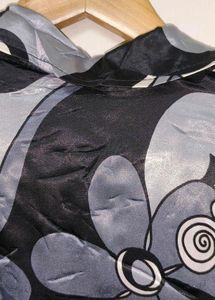 Abstract Floral Print Button-Up Top