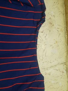 Navy Blue And Red Lined Top