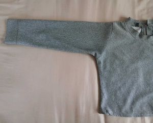 Gray Ribbed Knit Top