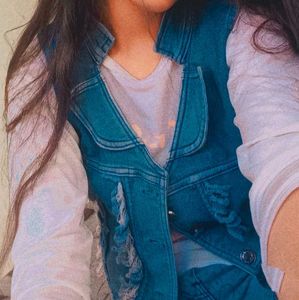 Distressed Denim Vest