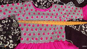 Hot pink Heavy Top With Net bottom And Garara