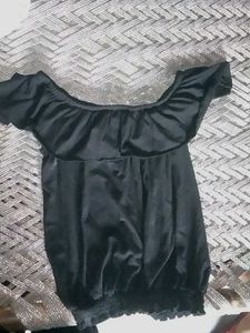 Black Off-Shoulder Ruffle Top