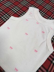 Ribbed Tank with Pink Bows