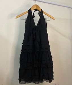 Mini Black Halter Neck Dress